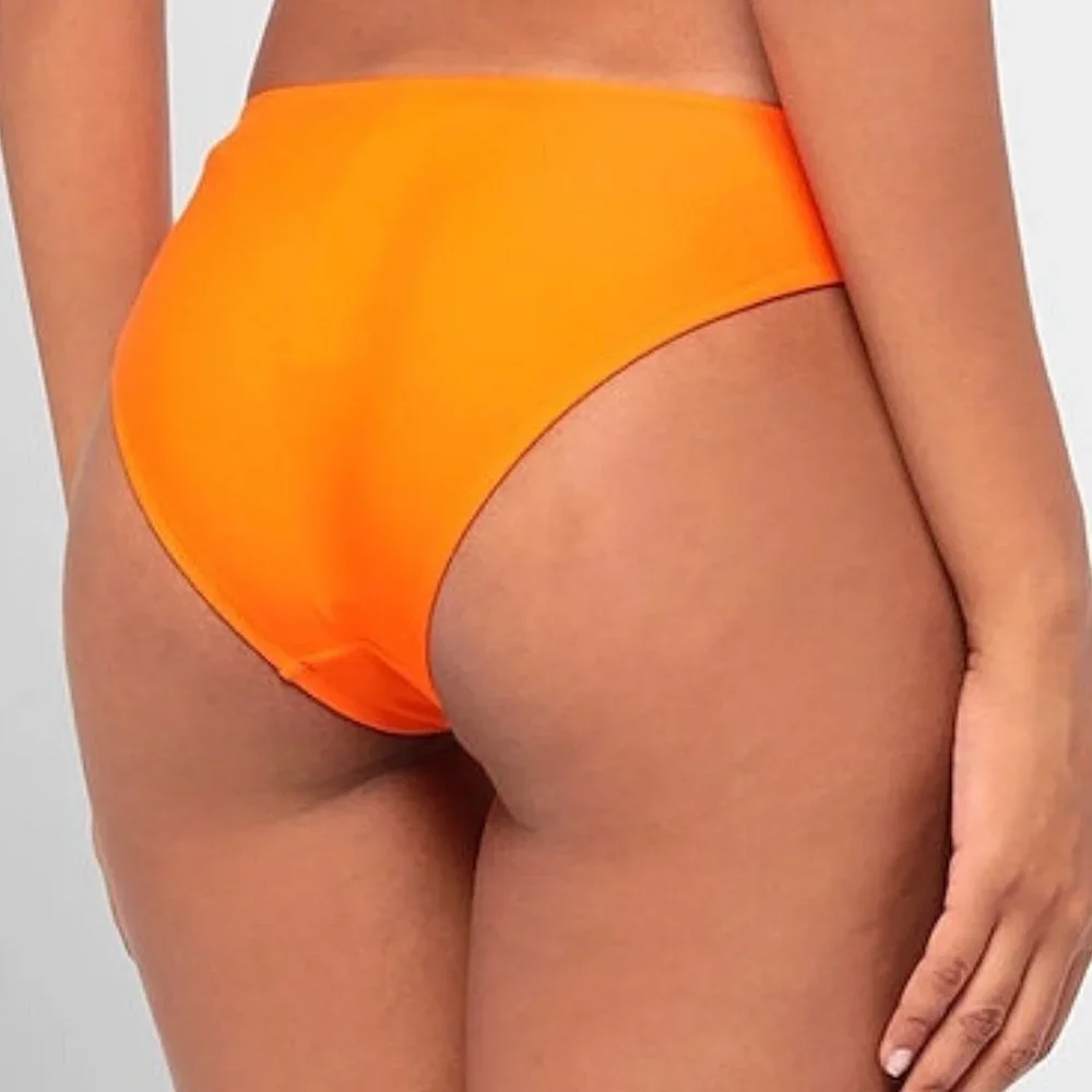 Moschino Logo Bikini Bottom Orange Black Women’s Size 8 Italy NEW